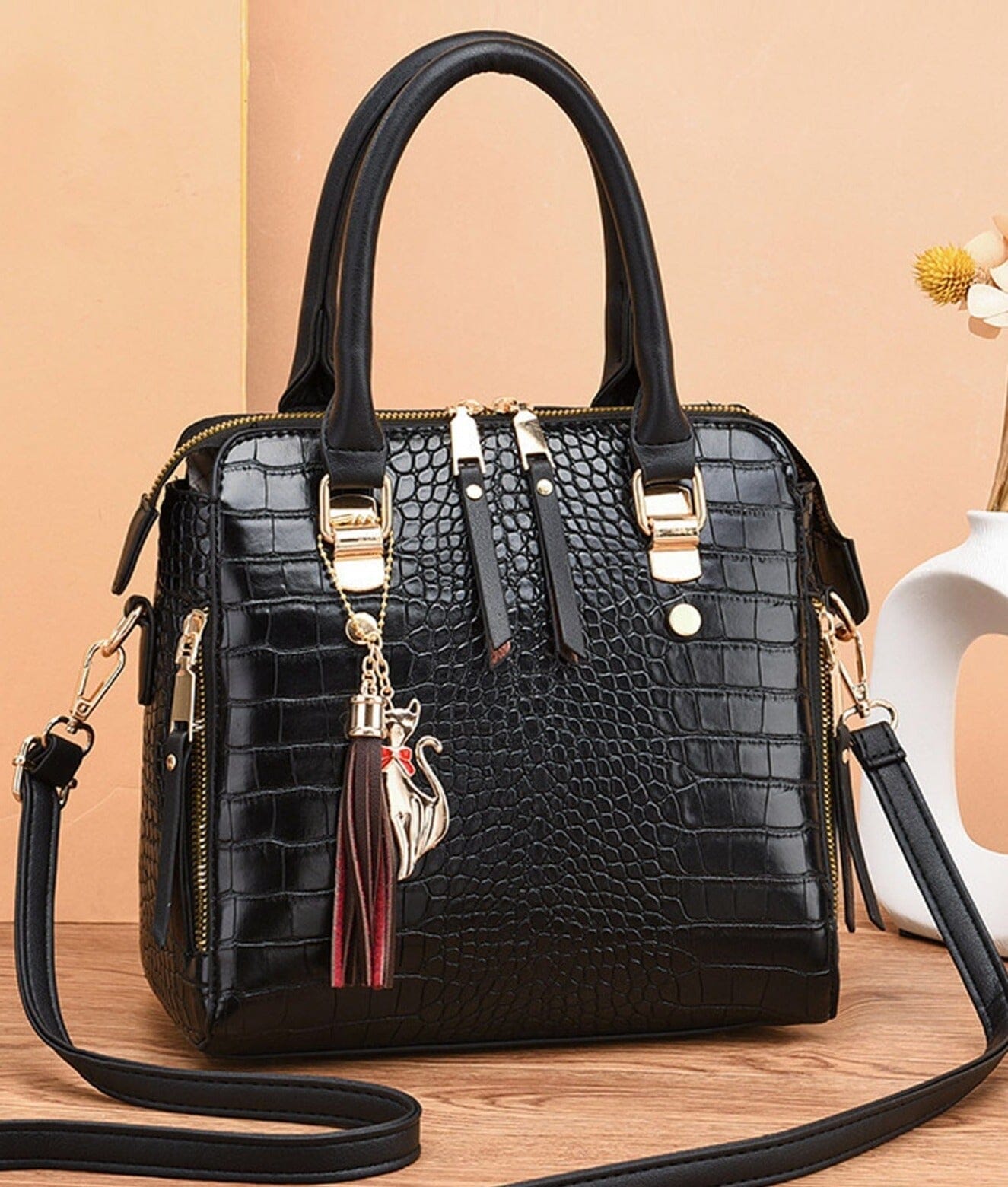Bolsa Couro Gold Alligator®