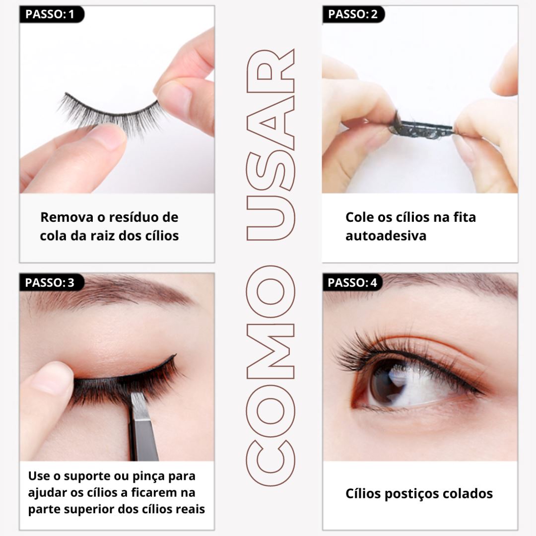 Cílios Autoadesivos Reutilizáveis - Compre 2 e Leve 10 Pares