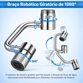 Extensor de Torneira Giratório 360° com 2 Modos de Jato + Adaptadores Multi Rosca