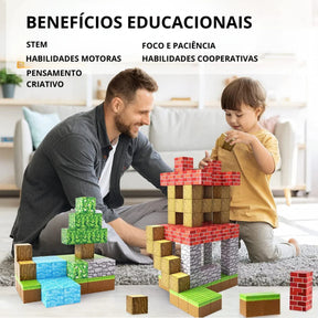 Blocos de Construção Magnética - 48/64/75 peças [+5 Bonecos GRÁTIS] - Dumas Shop