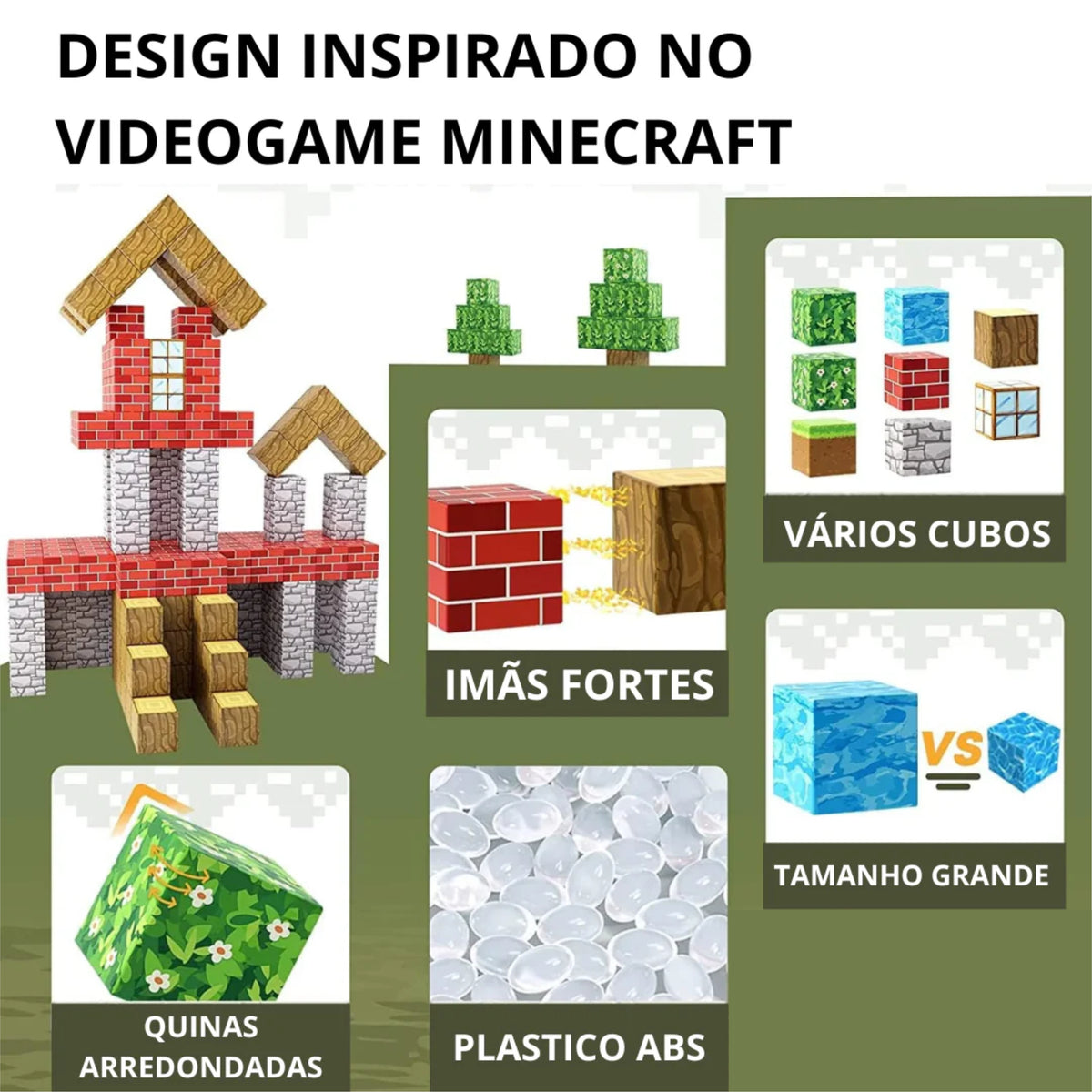 Blocos de Construção Magnética - 48/64/75 peças [+5 Bonecos GRÁTIS] - Dumas Shop
