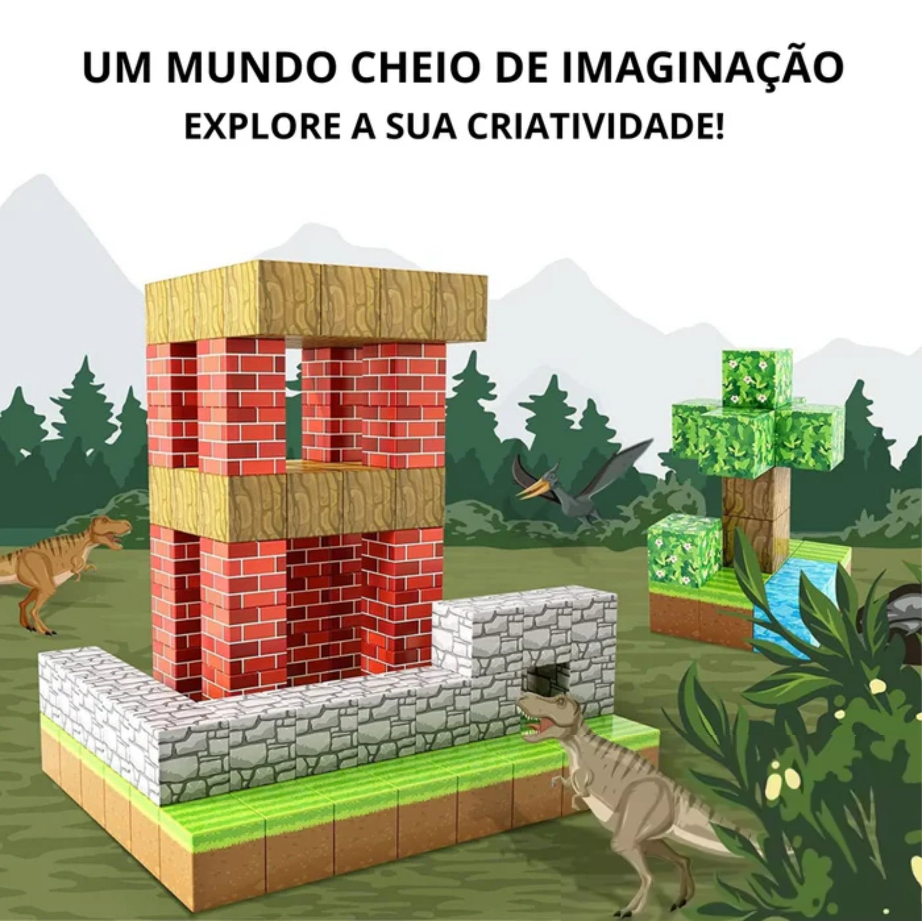 Blocos de Construção Magnética - 48/64/75 peças [+5 Bonecos GRÁTIS] - Dumas Shop