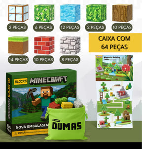 Blocos de Construção Magnética - 48/64/75 peças [+5 Bonecos GRÁTIS] - Dumas Shop