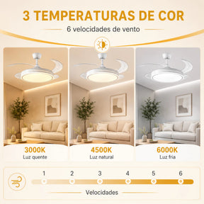 Ventilador de Teto Retrátil 42” com LED e Controle Remoto AirLux
