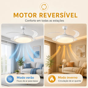 Ventilador de Teto Retrátil 42” com LED e Controle Remoto AirLux
