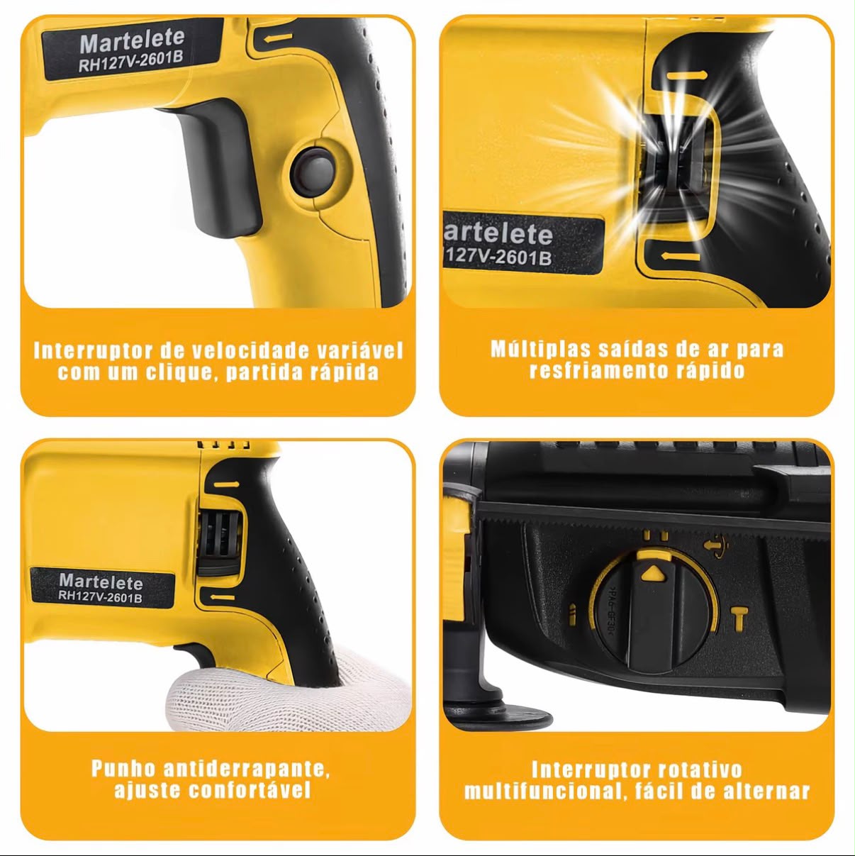 Martelete Perfurador Rompedor Brushless SDS Plus BIVOLT Brushless com  Maleta