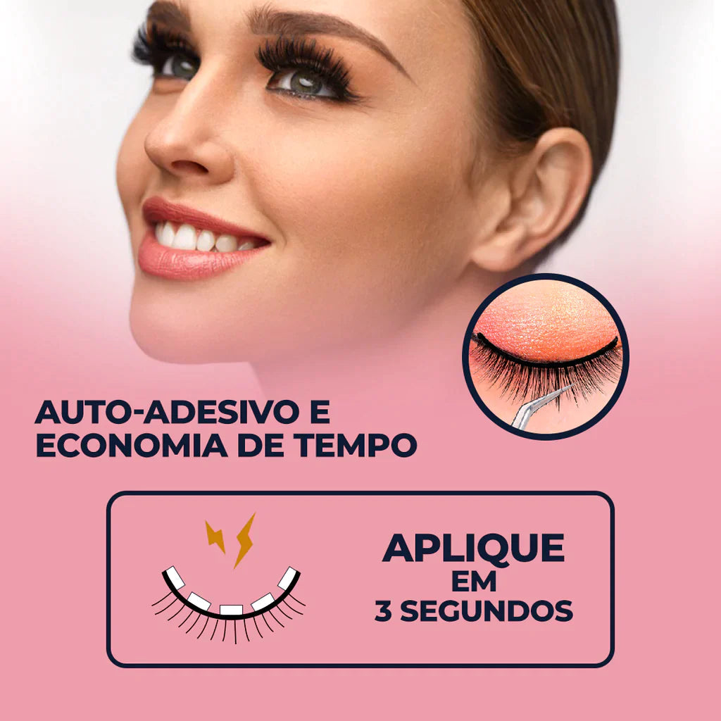 Cílios Autoadesivos Reutilizáveis - Compre 2 e Leve 10 Pares 