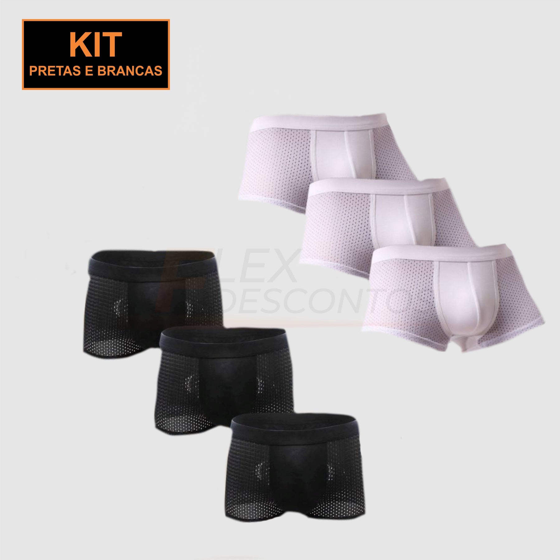 Kit Cuecas Premium de Elastano Respiravel - Pague 3, Leve 6 (últimas unidades) P